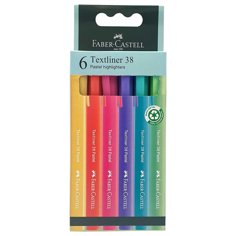 FABER-CASTELL Slim Textliner 38 Pastel Highlighters - Set 6
