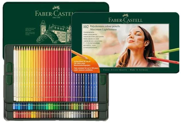 FABER-CASTELL Polychromos Coloured Pencils - Lightfast Tin of 102