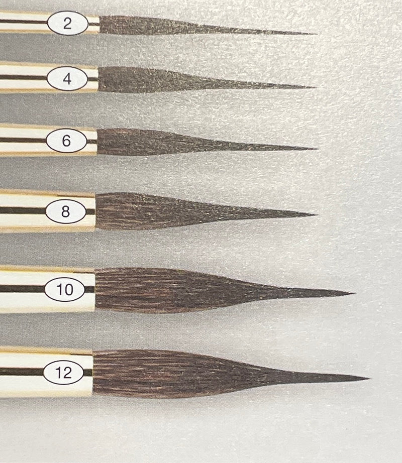 ROSEMARY & CO Watercolour Brush - Series 336 - Extended Needle Point Posara - Squirrel/Synthetic Sable - Size 6