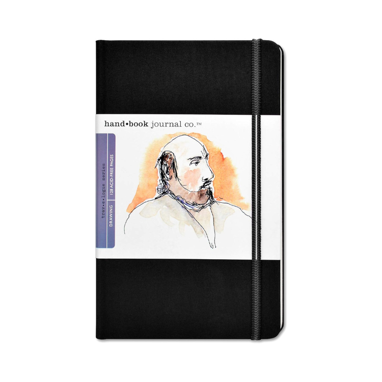 HAND-BOOK JOURNAL CO - Travelogue Series - Drawing Sketchbook (~130gsm) - Large Portrait (8.25 x 5.5" / 21 x 14cm) - Ivory Black Cloth
