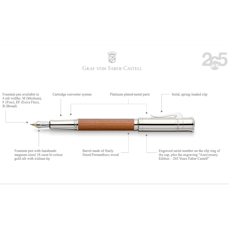GRAF VON FABER-CASTELL 265 Year Anniversary LE Classic Magnum Fountain Pen (18K nib & converter) Preorder