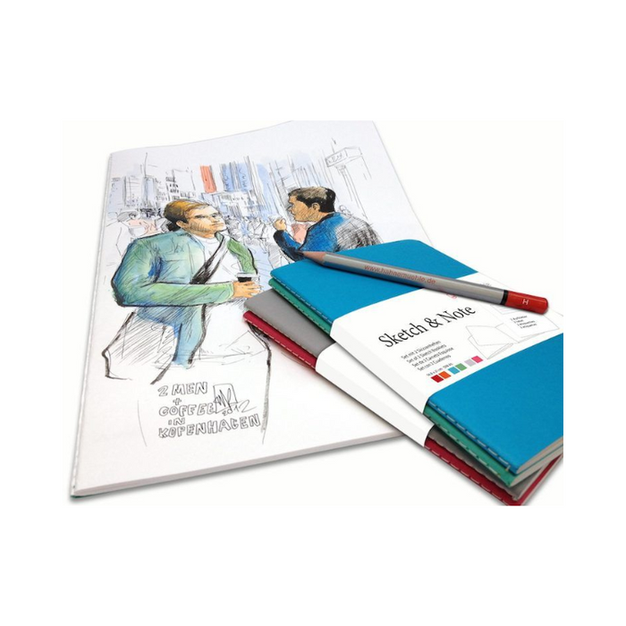 HAHNEMUEHLE Sketch & Note Booklet (125gsm) - A6 - 2 Pack - Grey/Pink