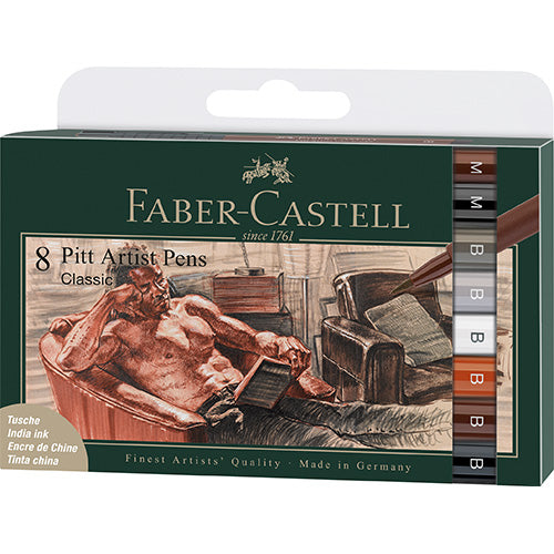 FABER-CASTELL Pitt Artist Pen - 8 Pens - Classical Set