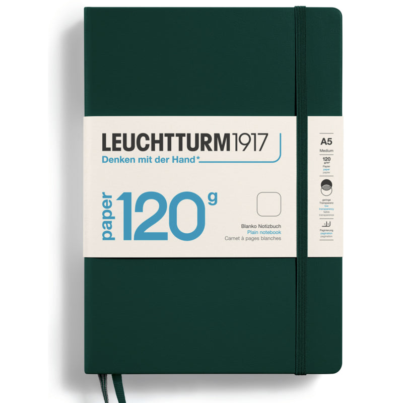 LEUCHTTURM1917 120gsm Classic Hard Cover Notebook - Medium (A5) - Forest Green