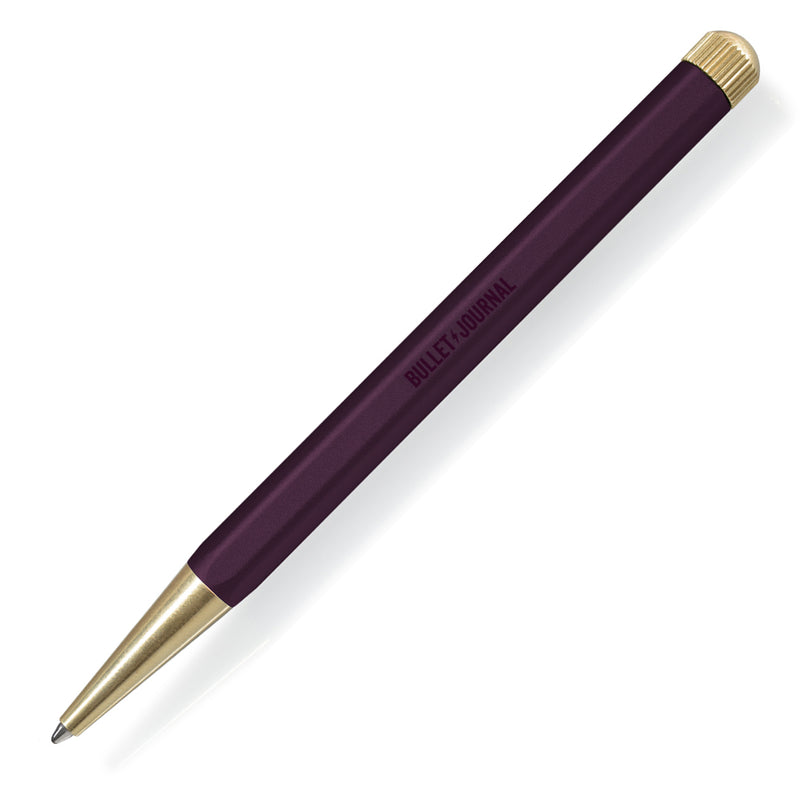 Drehgriffel Bullet Journal Edition Purple26 - Gel Twist Pen - Black Ink (0.5mm) - Brass Tip - Aluminium Barrel in Purple