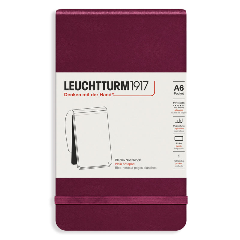 LEUCHTTURM1917 Classic Hard Cover - Reporter Notebook - Pocket (A6) - Plain - Port Red