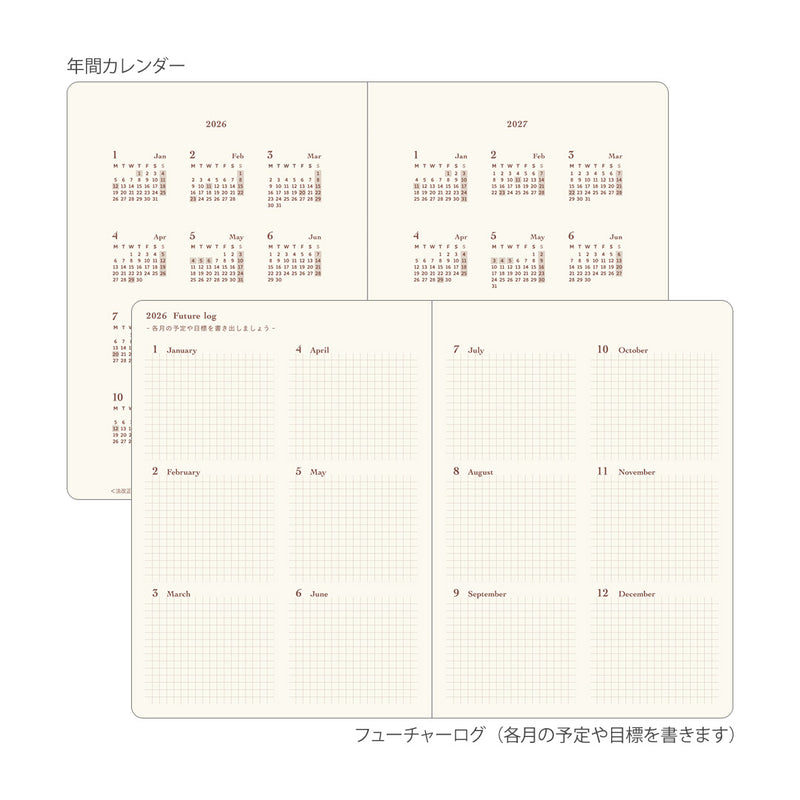 2026 MIDORI Hibino - Daily Diary Planner - Soft Cover - Pocket (A6) - Blue