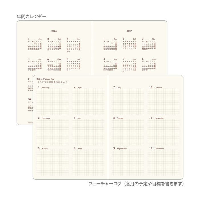 2026 MIDORI Hibino - Daily Diary Planner - Soft Cover - Pocket (A6) - Blue