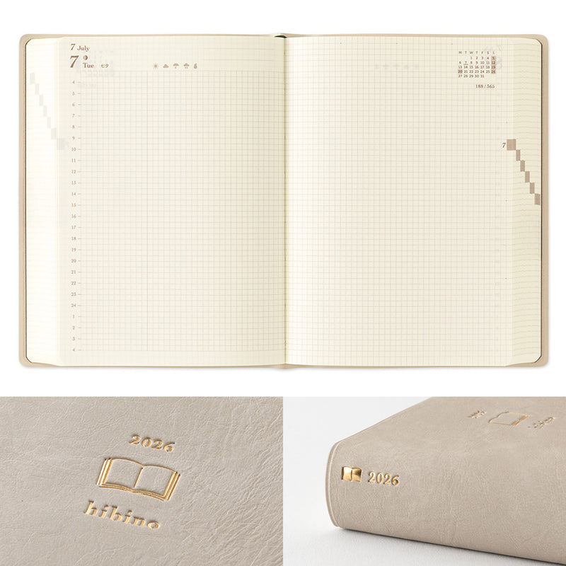 2026 MIDORI Hibino - Daily Diary Planner - Soft Cover - Pocket (A6) - Brown