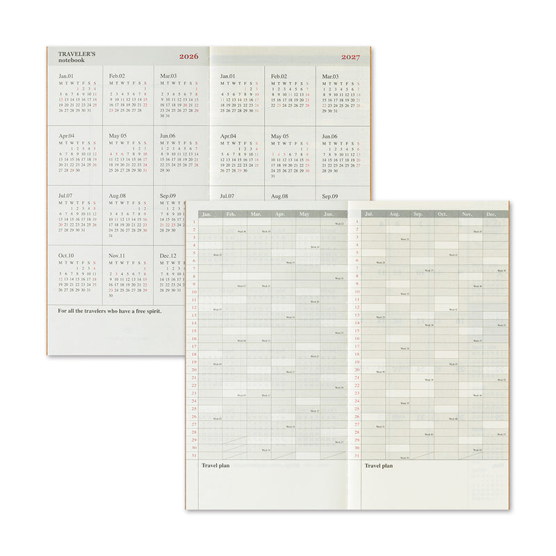 2026 Traveler's Company - Diary Insert - Regular Size - Monthly Planner