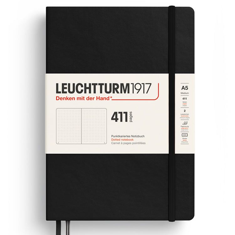 LEUCHTTURM1917 Classic Hard Cover Expanded Notebook 411 - Medium (A5) - Ruled - Black
