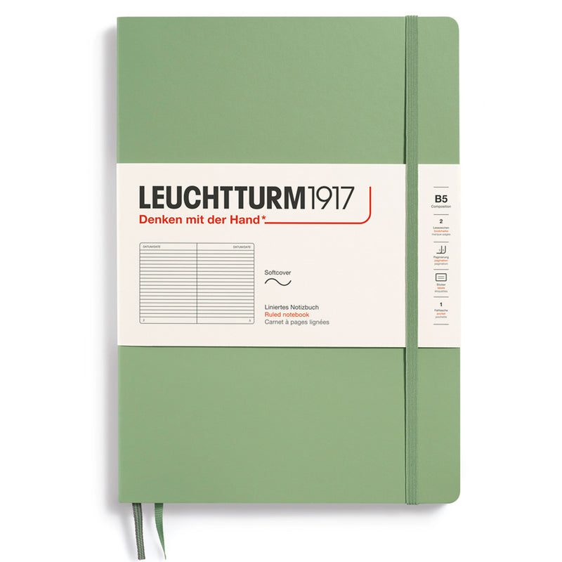 LEUCHTTURM1917 Composition Notebook Soft Cover - B5 - Ruled - Sage