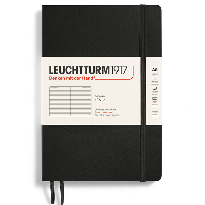 LEUCHTTURM1917 Soft Cover - Medium (A5) - Ruled - Black