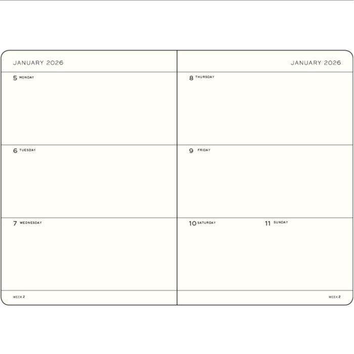 2026 LEUCHTTURM1917 Weekly Horizontal Diary Planner - Hard Cover - Medium (A5)