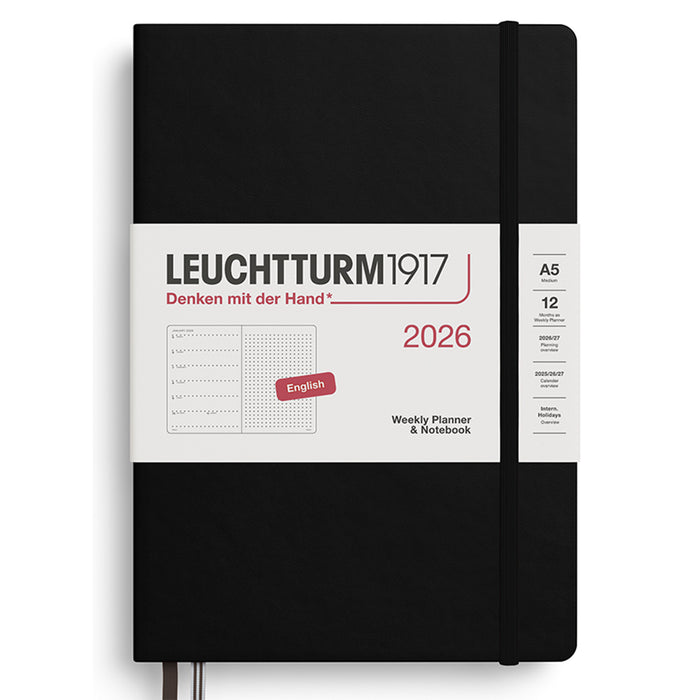 2026 LEUCHTTURM1917 Weekly Planner and Notebook - Dotted Format - Hard Cover - Medium (A5)
