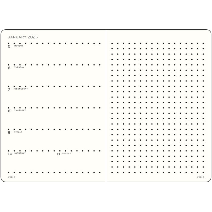 2026 LEUCHTTURM1917 Weekly Planner and Notebook - Dotted Format - Hard Cover - Wallet (B6 Slim)