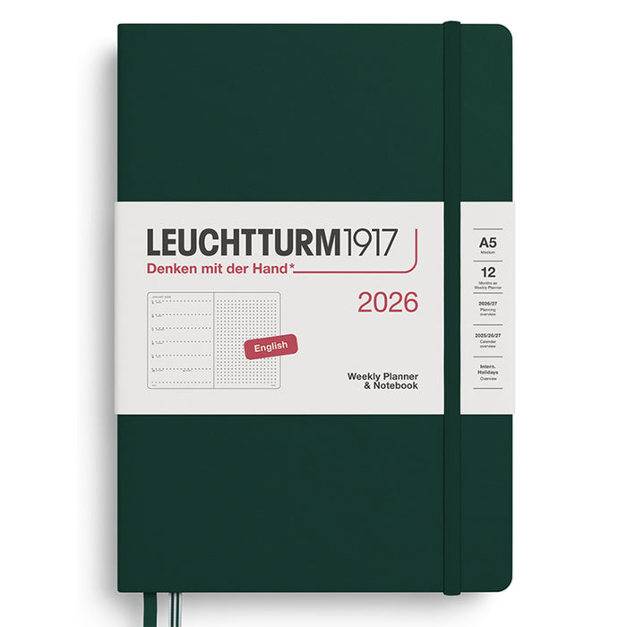 2026 LEUCHTTURM1917 Weekly Planner and Notebook - Dotted Format - Hard Cover - Medium (A5)