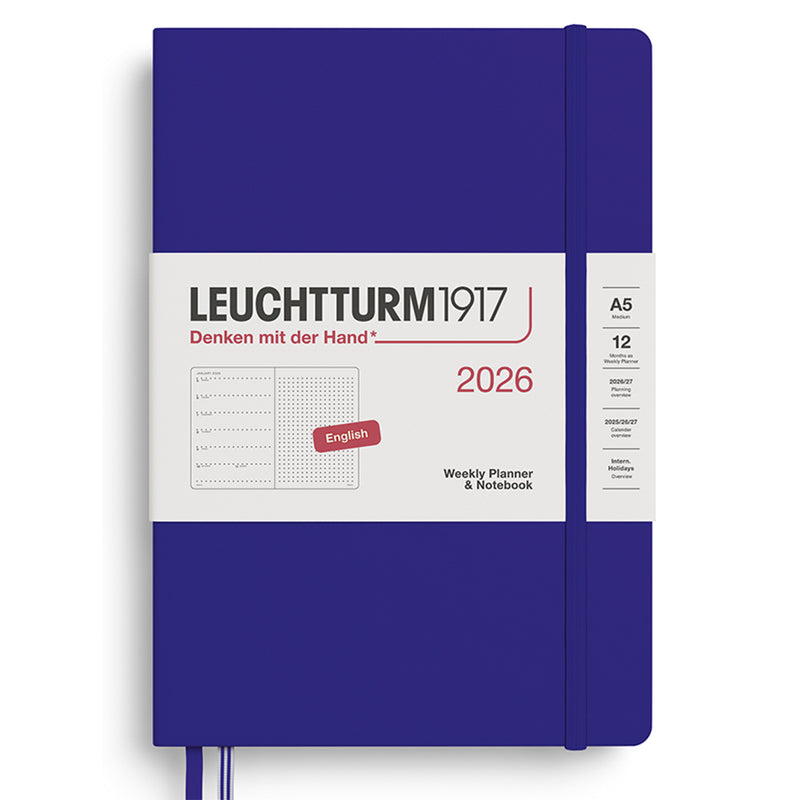2026 LEUCHTTURM1917 Weekly Planner and Notebook - Dotted Format - Hard Cover - Medium (A5)