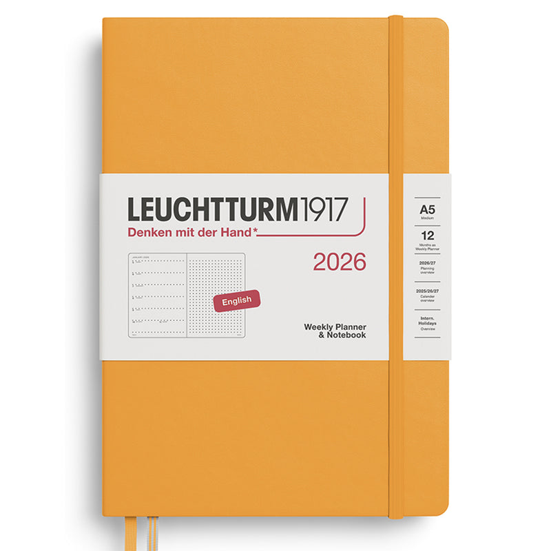 2026 LEUCHTTURM1917 Weekly Planner and Notebook - Dotted Format - Hard Cover - Medium (A5)