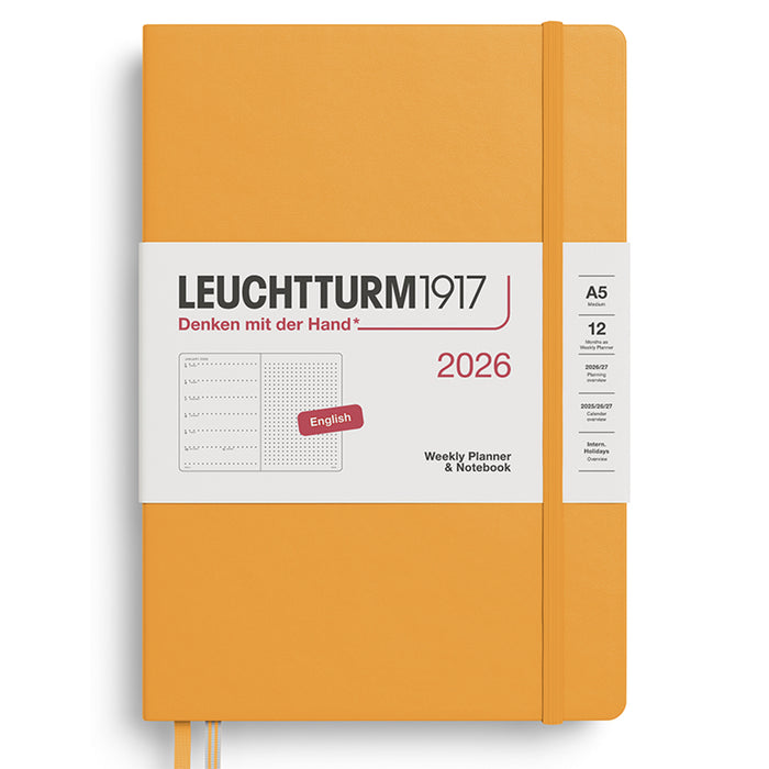 2026 LEUCHTTURM1917 Weekly Planner and Notebook - Dotted Format - Hard Cover - Medium (A5)