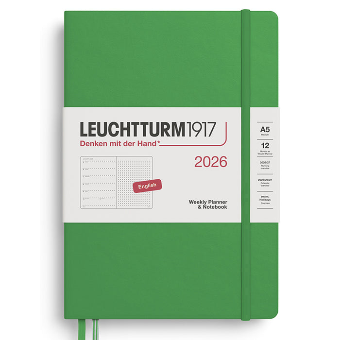2026 LEUCHTTURM1917 Weekly Planner and Notebook - Dotted Format - Hard Cover - Medium (A5)