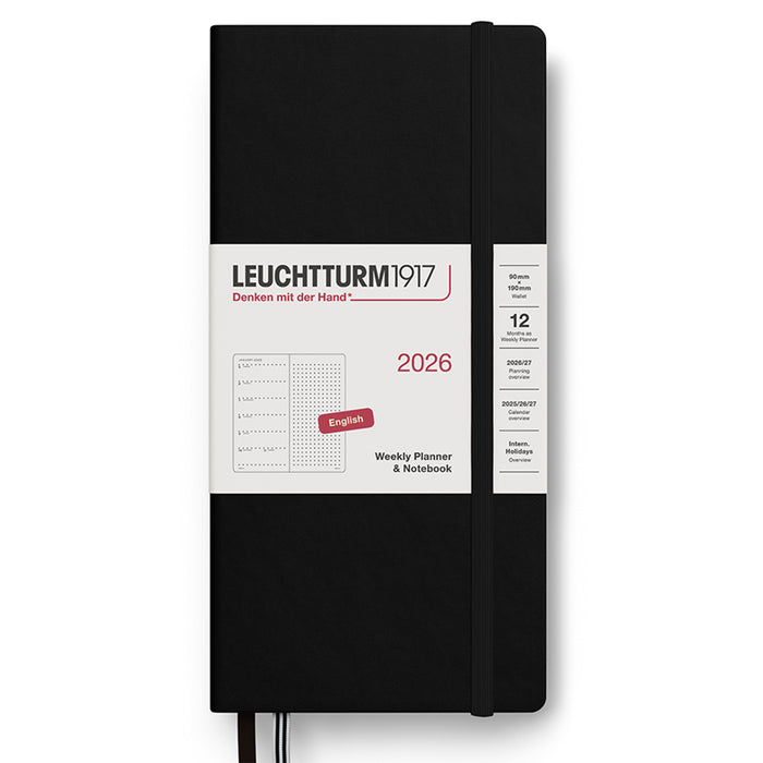 2026 LEUCHTTURM1917 Weekly Planner and Notebook - Dotted Format - Hard Cover - Wallet (B6 Slim)