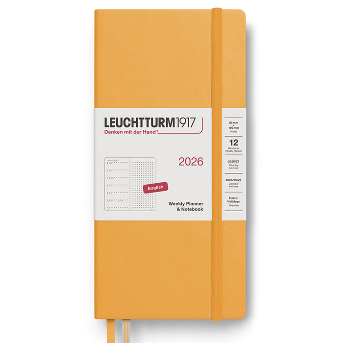 2026 LEUCHTTURM1917 Weekly Planner and Notebook - Dotted Format - Hard Cover - Wallet (B6 Slim)