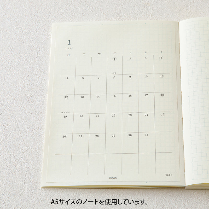 2026 MIDORI - Diary Stickers - Monthly Planner - Large (20 x 13.8cm, suits A5, B5, A4+)