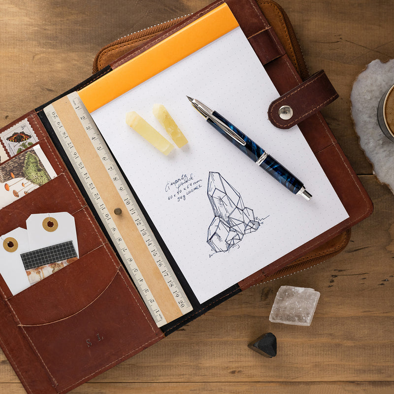 PILOT Capless SE (Vanishing Point) Fountain Pen (18ct Gold Nib & Converter) - Blue Marble Resin