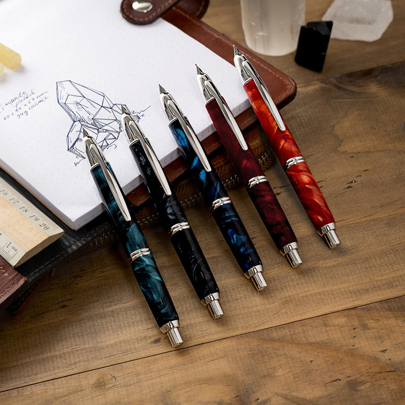 PILOT Capless SE (Vanishing Point) Fountain Pen (18ct Gold Nib & Converter) - Red Marble Resin