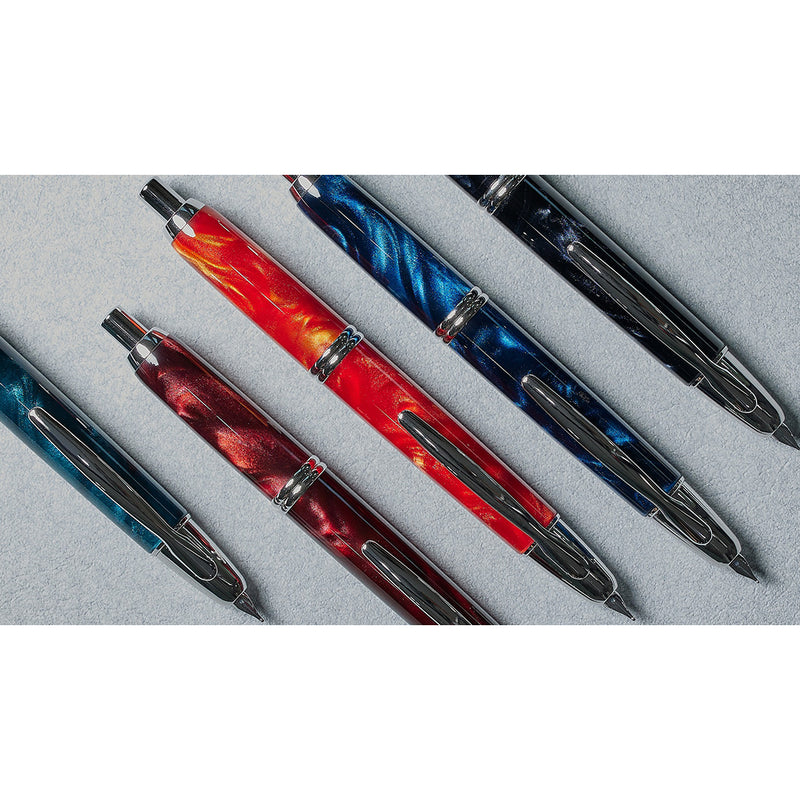 PILOT Capless SE (Vanishing Point) Fountain Pen (18ct Gold Nib & Converter) - Red Marble Resin