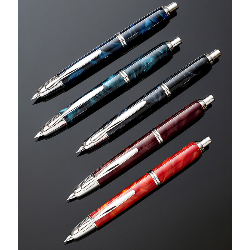 PILOT Capless SE (Vanishing Point) Fountain Pen (18ct Gold Nib & Converter) - Red Marble Resin