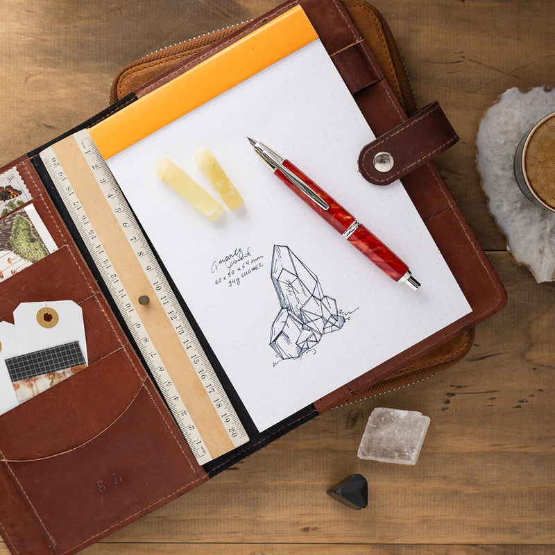 PILOT Capless SE (Vanishing Point) Fountain Pen (18ct Gold Nib & Converter) - Orange Marble Resin