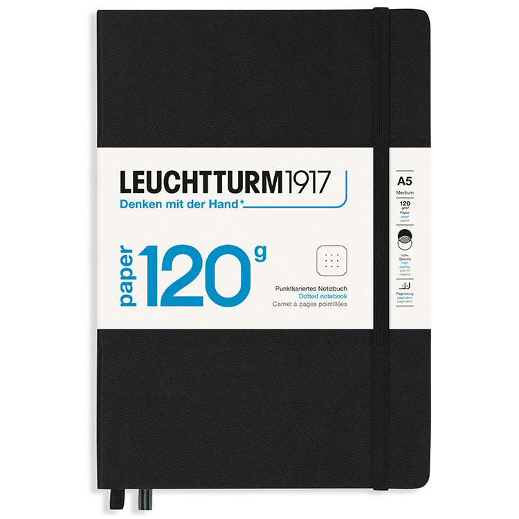 LEUCHTTURM1917 120gsm Classic Hard Cover Notebook - Medium (A5) - Dotted - Black