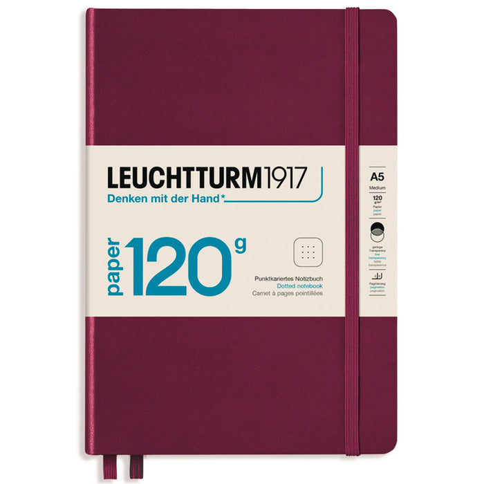 LEUCHTTURM1917 120gsm Classic Hard Cover Notebook - Medium (A5) - Dotted - Port Red