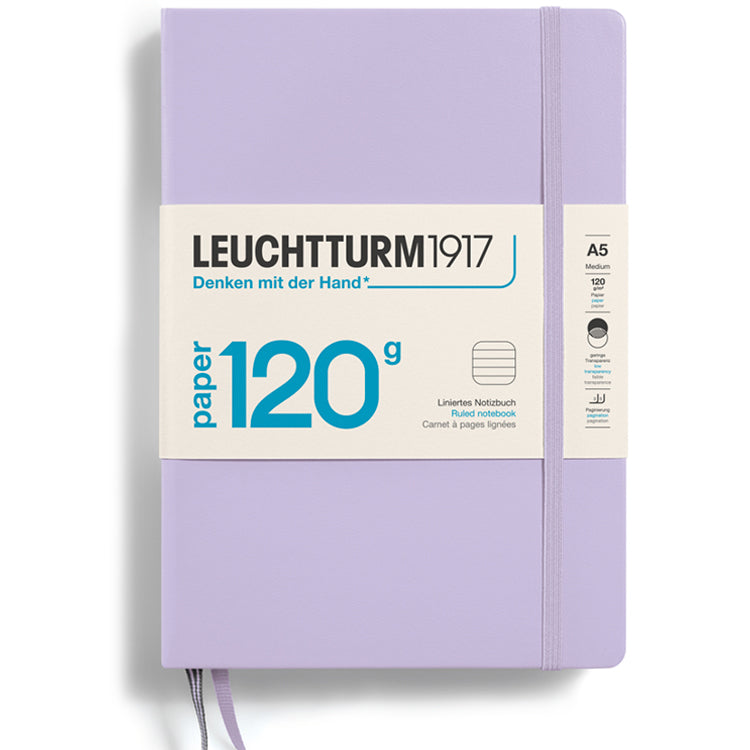 LEUCHTTURM1917 120gsm Classic Hard Cover Notebook - Medium (A5) - Ruled - Lilac