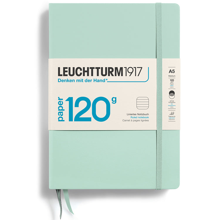 LEUCHTTURM1917 120gsm Classic Hard Cover Notebook - Medium (A5) - Ruled - Mint Green