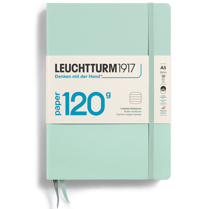 LEUCHTTURM1917 120gsm Classic Hard Cover Notebook - Medium (A5) - Ruled - Mint Green