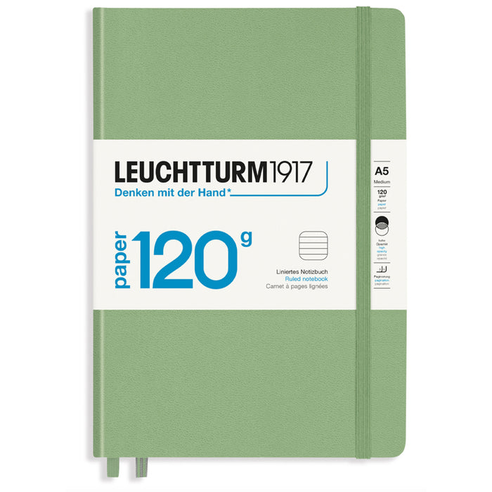 LEUCHTTURM1917 120gsm Classic Hard Cover Notebook - Medium (A5) - Ruled - Sage