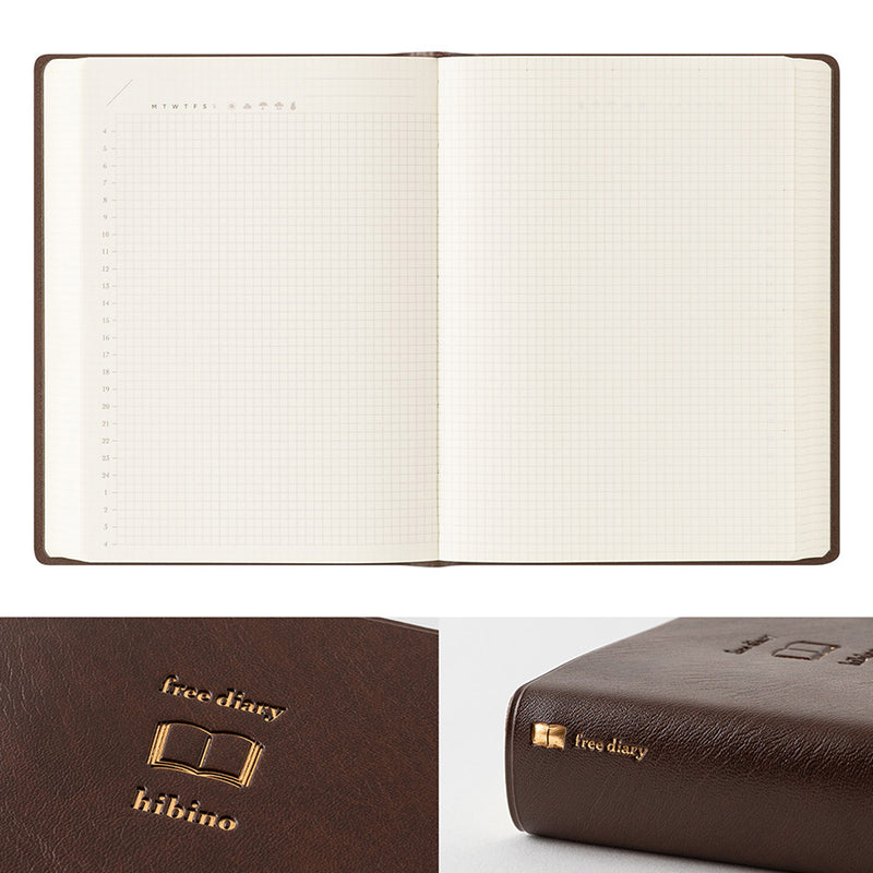 MIDORI Hibino - Undated Daily Diary Planner - Soft Cover - Pocket (A6) - Free Diary
