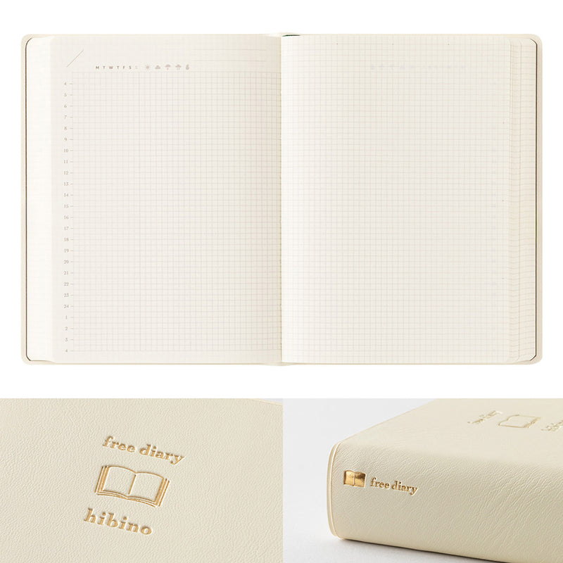 MIDORI Hibino - Undated Daily Diary Planner - Soft Cover - Pocket (A6) - Free Diary