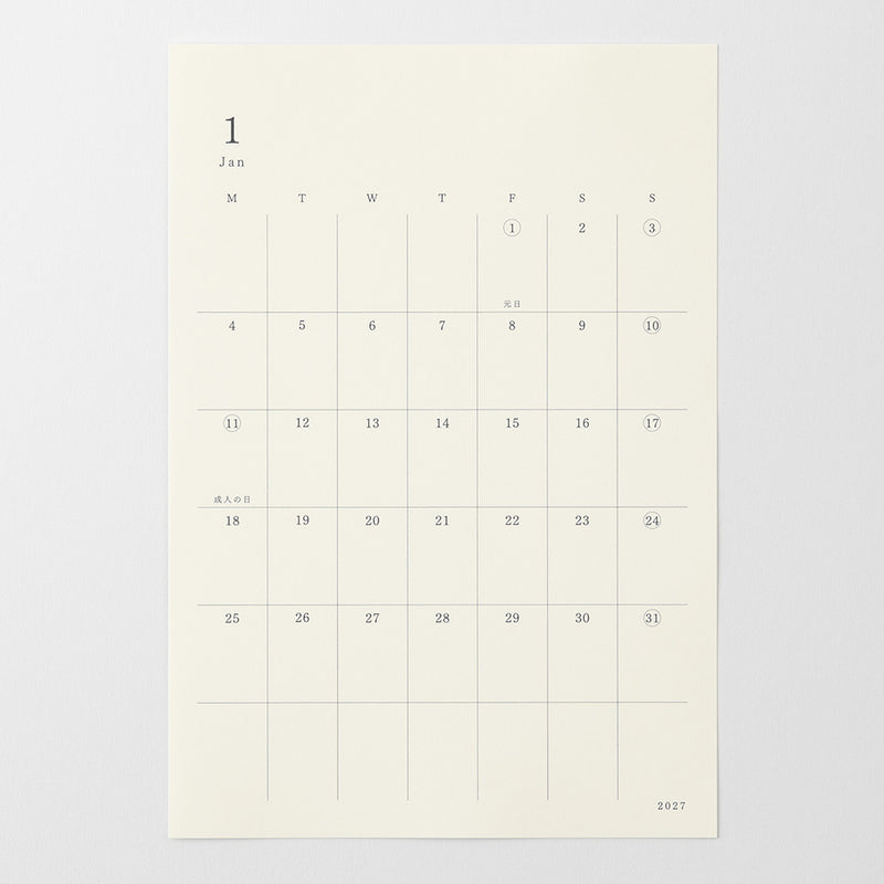 2027 MIDORI - Diary Stickers - Monthly Planner - Large (20 x 13.8cm, suits A5, B5, A4+)