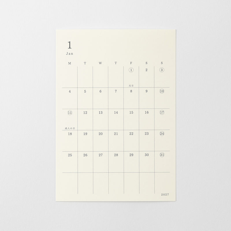 2027 MIDORI - Diary Stickers - Monthly Planner - Small (13.8 x 9.5cm) Suits A6 and up