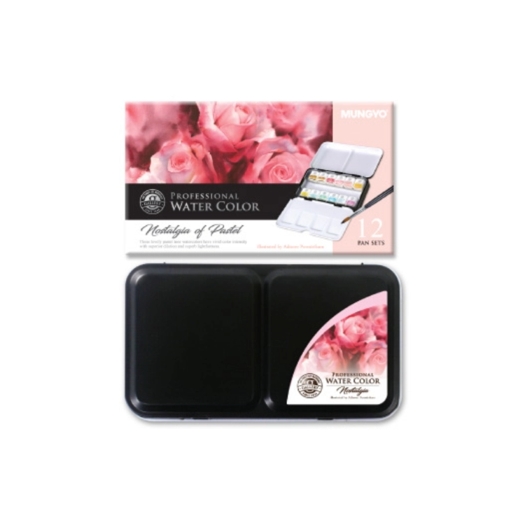 MUNGYO Professional Watercolour Metal Palette - Nostalgia of Pastel - 12 Half Pans