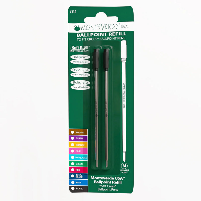 MONTEVERDE USA Softroll Ballpoint (C132) to fit CROSS - Pack of 2 - Red