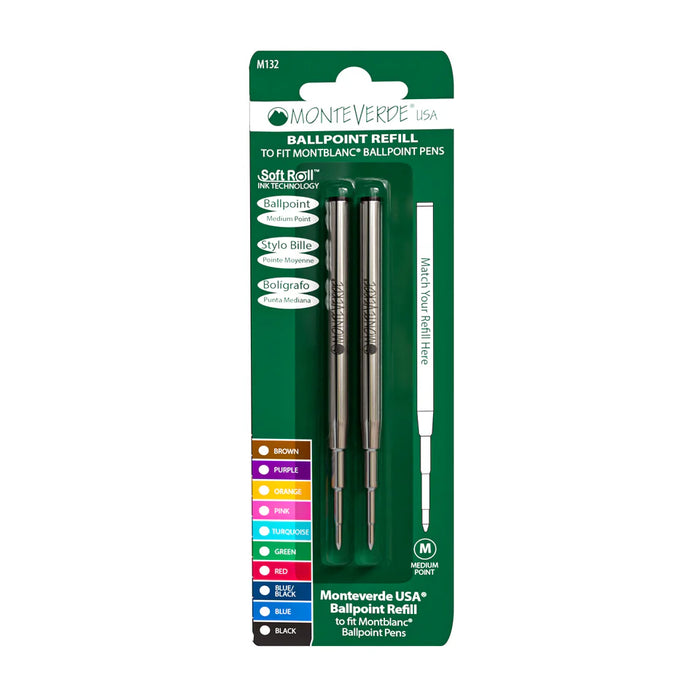 MONTEVERDE USA Softroll Ballpoint (M142) to fit MONTBLANC - Pack of 2 - Black - Broad