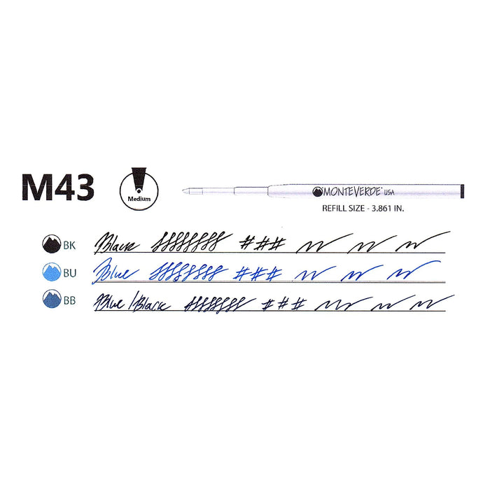 MONTEVERDE USA Capless Gel Refill (M432) to fit MONTBLANC Ballpoint - Pack of 2 - Black - Medium