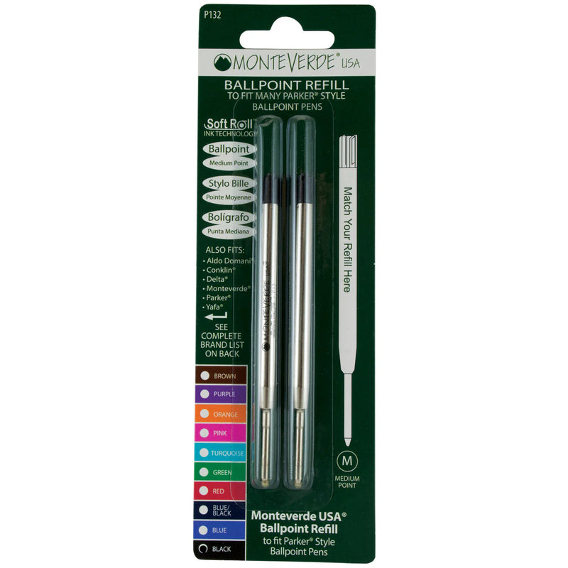 MONTEVERDE USA Softroll Ballpoint (P152) to fit PARKER - Pack of 2 - Blue - Superbroad