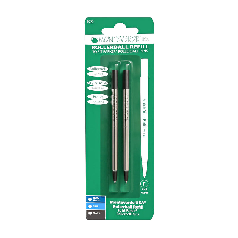 MONTEVERDE USA Rollerball Refill (P222) to fit PARKER Rollerball - Pack of 2 - Blue - Fine