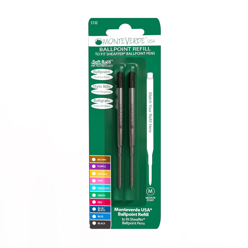 MONTEVERDE USA Ballpoint Refill (S132) to fit SHEAFFER Ballpoint - Pack of 2 - Blue